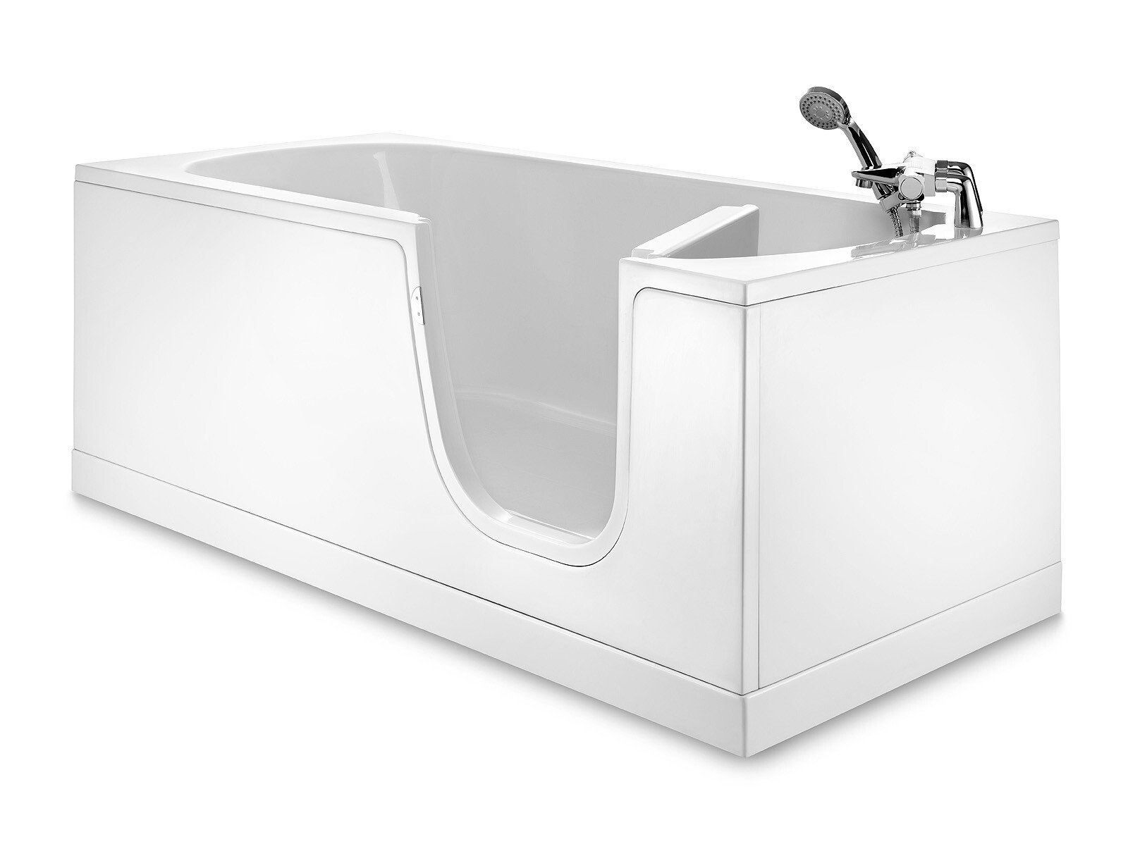 Baignoire à porte avec fond plat antidérapant et seuil abaissé sur-mesure